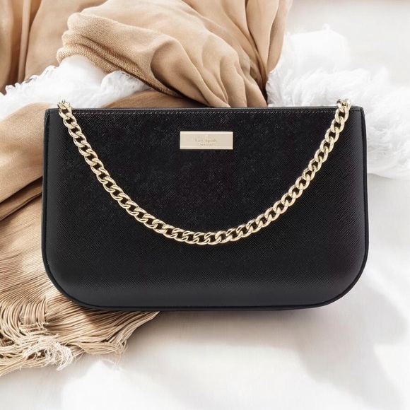 Kate Spade Kenzie Lilly Black Pochette Saffiano PVC Removable Strap - Picture 2 of 11